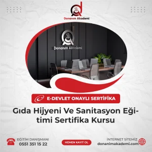 Gıda Hijyeni Ve Sanitasyon Eğitimi Sertifika Kursuna Kayıt Olmak ve E-Devlette Sorgulanabilir Üniversite Onaylı Sertfikaya Sahip Olmak İçin Bize Ulaşın: 0551 351 15 22