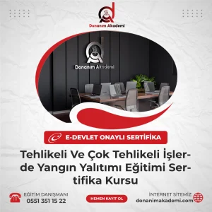 Tehlikeli Ve Çok Tehlikeli İşlerde Yangın Yalıtımı Eğitimi Sertifika Kursuna Kayıt Olmak ve E-Devlette Sorgulanabilir Üniversite Onaylı Sertfikaya Sahip Olmak İçin Bize Ulaşın: 0551 351 15 22