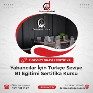 Yabancılar İçin Türkçe Seviye B1 Eğitimi Sertifika Kursuna Kayıt Olmak ve E-Devlette Sorgulanabilir Üniversite Onaylı Sertfikaya Sahip Olmak İçin Bize Ulaşın: 0551 351 15 22